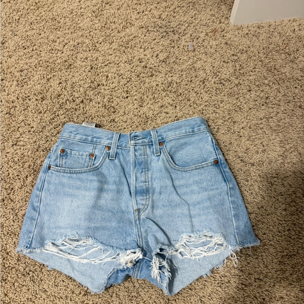 Levi's Light Blue Distressed Jean Shorts